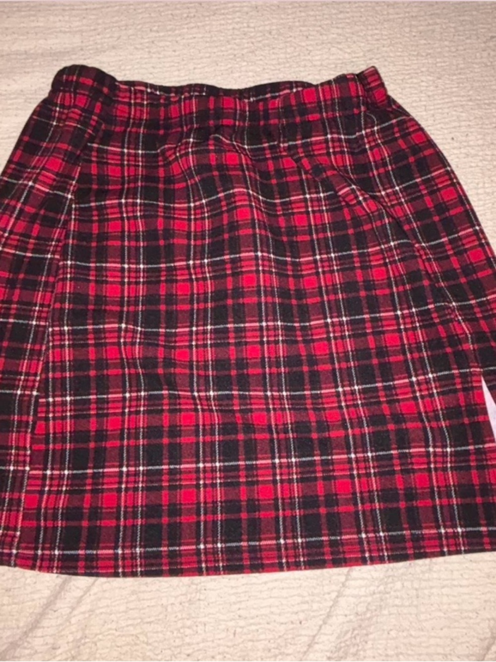 SHEIN Red & Black Plaid Mini Skirt